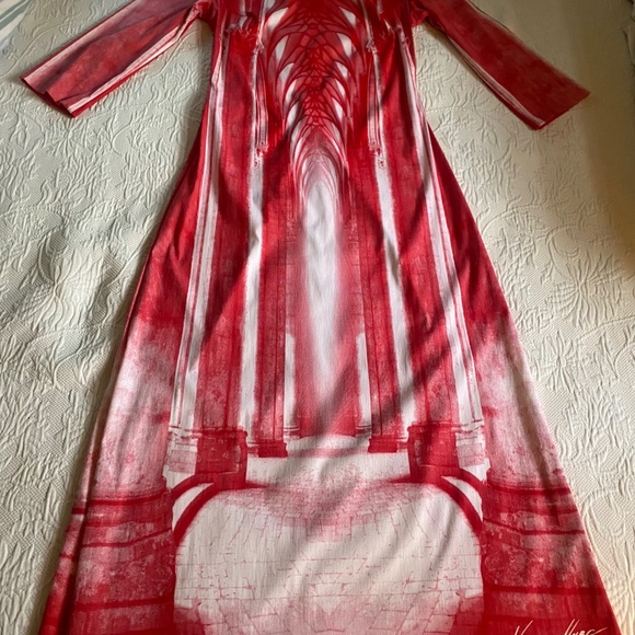 Victor Marc Handpainted Designer Gown Boat neck Zippered back Womens Small - Picture 5 of 5